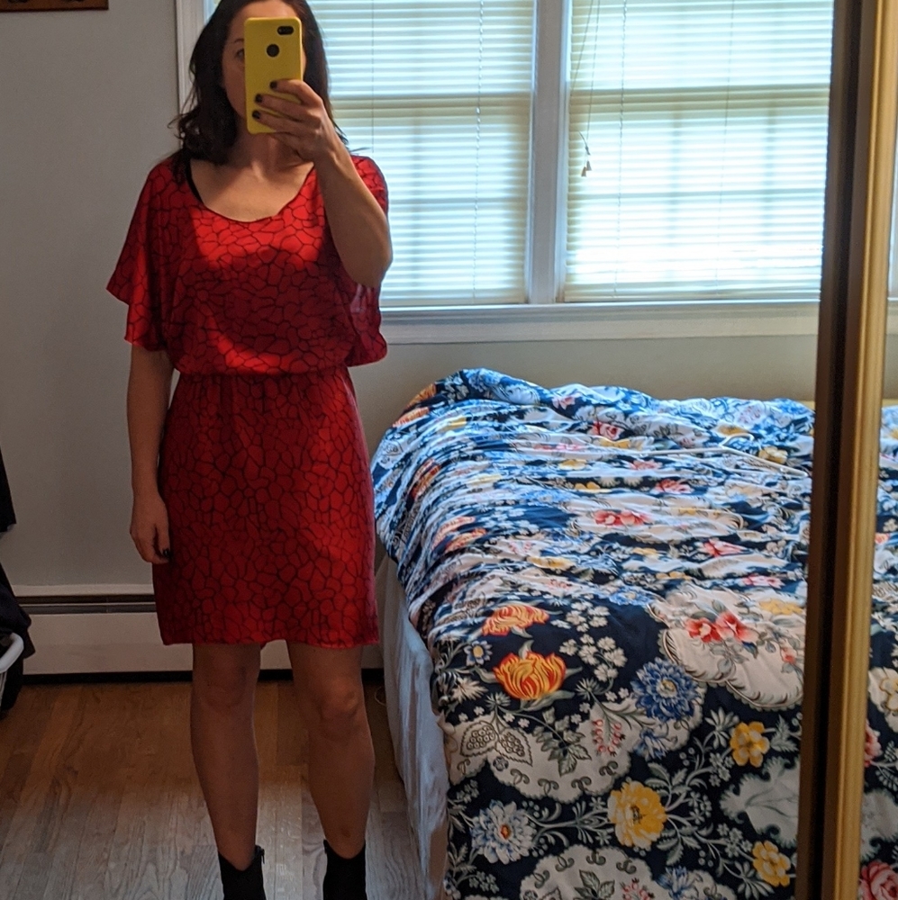 Red and black bcbg cocktail dress